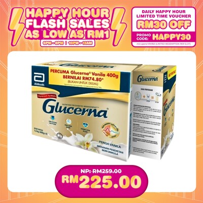 (HAPPY HOUR) GLUCERNA VANILLA 1.6KG + 400G BIB